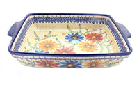 Polish Pottery Autumn Burst Baker with Handles