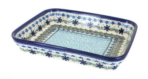 Polish Pottery Winter Celebration Small Rectangular Baker