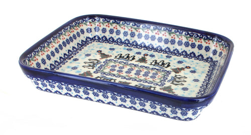 Arctic Holidays Small Rectangular Baker Polish Pottery