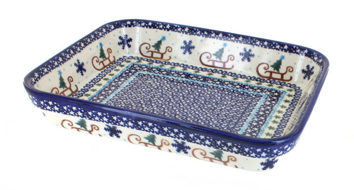 Polish Pottery Noel Nights Small Rectangular Baker