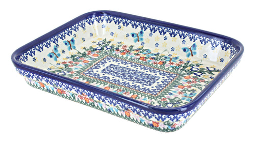 Polish Pottery Garden of Eden Small Rectangular Baker