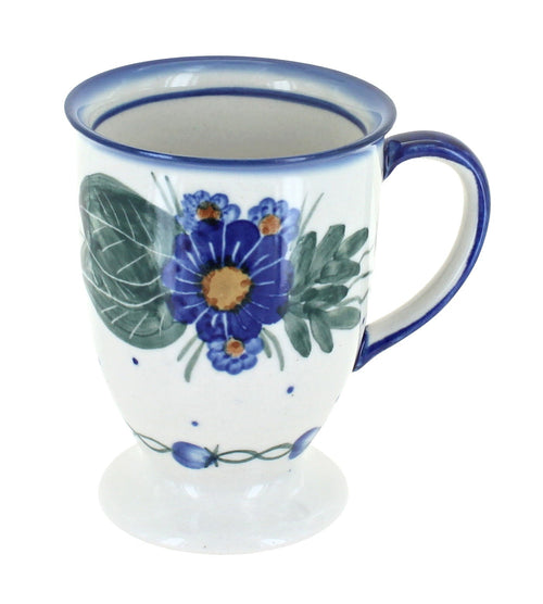 Polish Pottery Forget Me Not Pedestal Mug