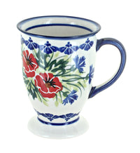 Polish Pottery Cherry Red Bouquet Pedestal Mug