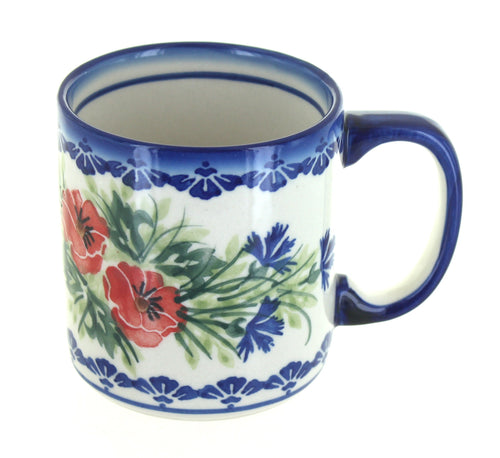 Polish Pottery Cherry Red Bouquet Coffee Mug