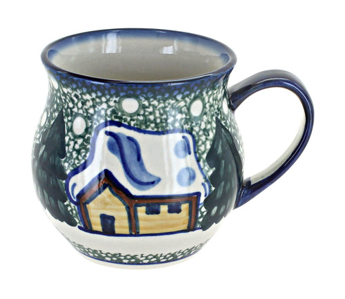 Polish Pottery Winter Forest Bubble Mug - Green