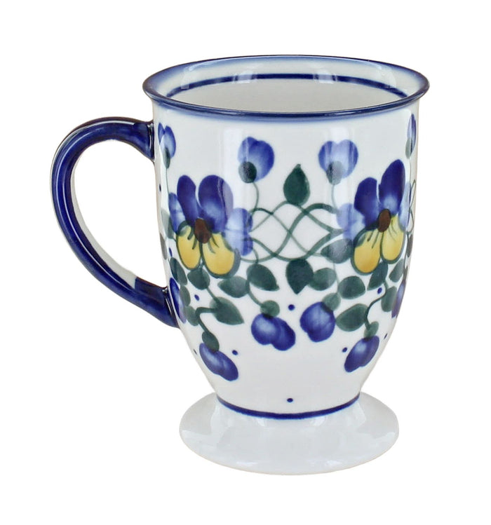 Polish Pottery Pansies Pedestal Mug