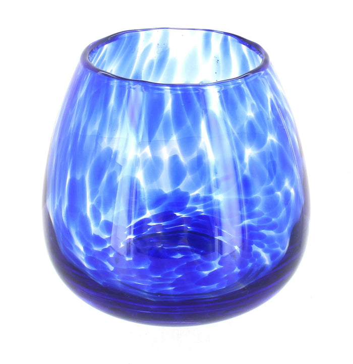 Polish Pottery Cobalt Confetti Hurricane Vase & Candle Holder