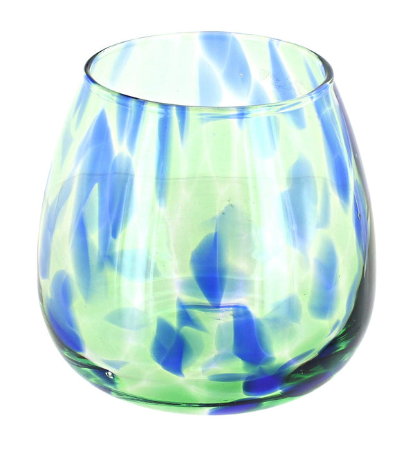 Cobalt and Green Confetti Hurricane Vase & Candle Holder