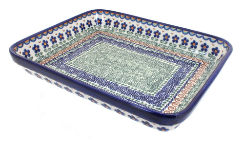 Polish Pottery Aztec Flower Medium Rectangular Baker