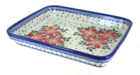 Polish Pottery Poinsettia Medium Rectangular Baker