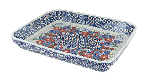 Polish Pottery Garden Butterfly Medium Rectangular Baker