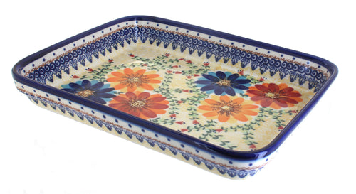 Polish Pottery Autumn Burst Medium Rectangular Baker