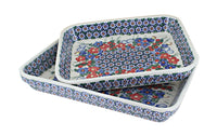 Polish Pottery Garden Butterfly Rectangular Baker Set