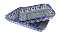 Polish Pottery Aztec Flower Rectangular Baker Set