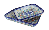 Polish Pottery Garden of Eden Rectangular Baker Set
