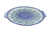 Polish Pottery Tulip Bouquet Round Serving Tray with Handles