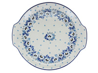 Georgia Blue Round Serving Tray with Handles Polish Pottery