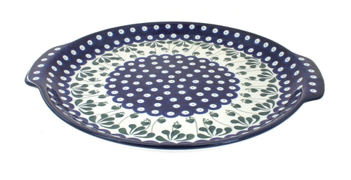 Polish Pottery Alyce Round Serving Tray with Handles