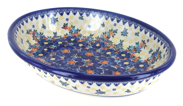 Blue Dahlia Oval Baker