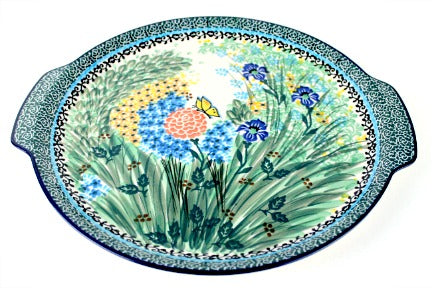 Teresa Round Serving Tray with Handles Polish Pottery