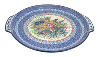Polish Pottery Hummingbird Round Serving Tray with Handles