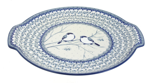 Bluebird Round Serving Tray with Handles