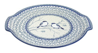 Polish Pottery Bluebird Round Serving Tray with Handles