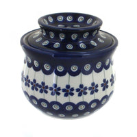 Polish Pottery Flowering Peacock French Butter Dish