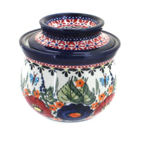 Polish Pottery Floral Butterfly French Butter Dish