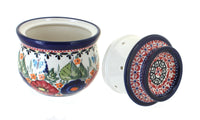Floral Butterfly French Butter Dish Polish Pottery