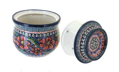 Jungle Flower French Butter Dish Polish Pottery