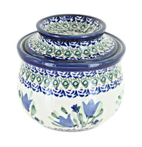 Polish Pottery Blue Tulip French Butter Dish
