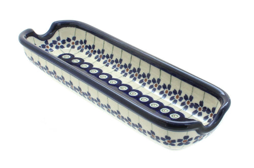Polish Pottery Flowering Peacock Corn on the Cob Plate