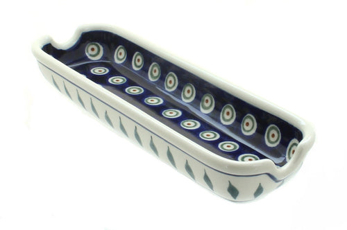 Polish Pottery Peacock Corn on the Cob Plate