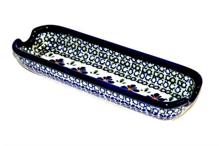 Mosaic Flower Corn on the Cob Plate Polish Pottery