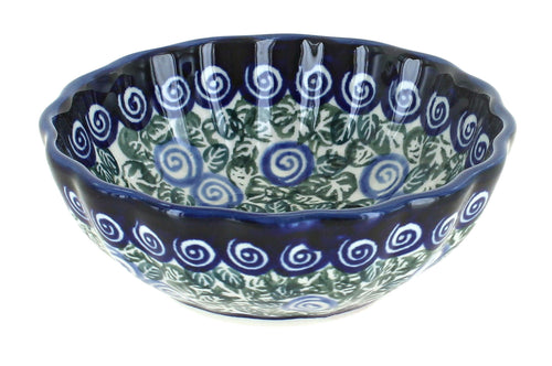 Polish Pottery Seaside Swirl Small Scallop Dish