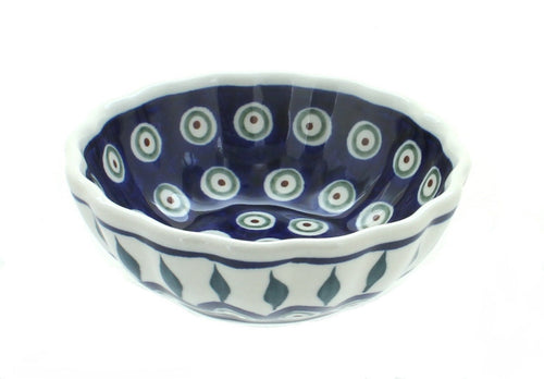 Polish Pottery Peacock Small Scallop Dish