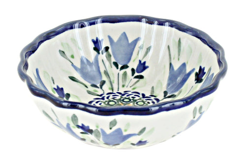 Polish Pottery Blue Tulip Small Scallop Dish