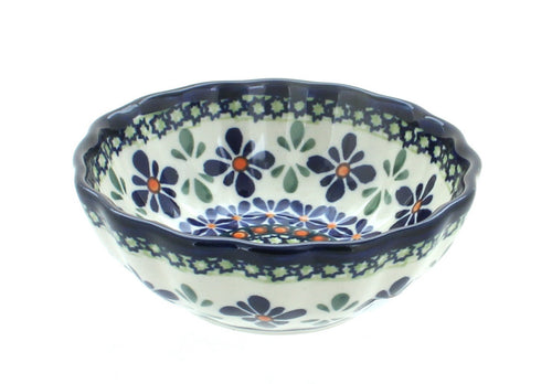 Polish Pottery Mosaic Flower Small Scallop Dish