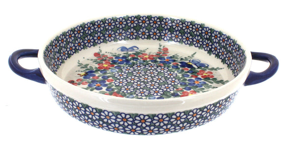 Garden Butterfly Small Round Baker with Handles