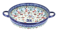 Polish Pottery Christmas Bounty Small Round Baker with Handles