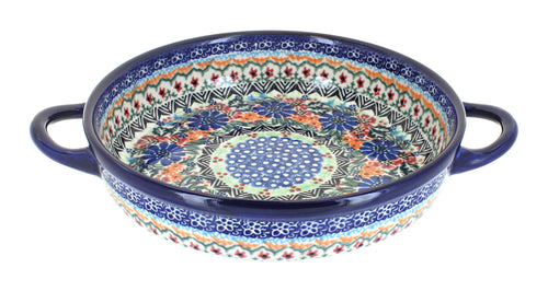 Ashley Small Round Baker with Handles Polish Pottery