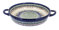 Polish Pottery Reindeer Delight Small Round Baker with Handles