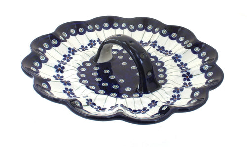 Polish Pottery Flowering Peacock Egg Plate