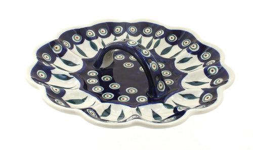 Polish Pottery Peacock Egg Plate