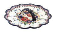 Polish Pottery Floral Butterfly Egg Plate