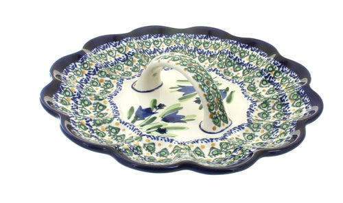 Polish Pottery Blue Tulip Egg Plate