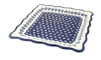 Polish Pottery Flowering Peacock Square Lunch Plate