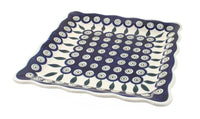 Polish Pottery Peacock Square Lunch Plate