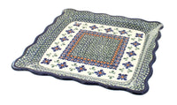 Polish Pottery Mosaic Flower Square Lunch Plate